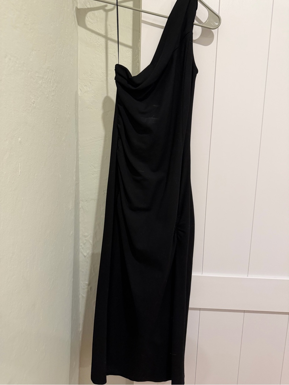 Victor Glemaud Black One-Shoulder Draped Maxi Gown